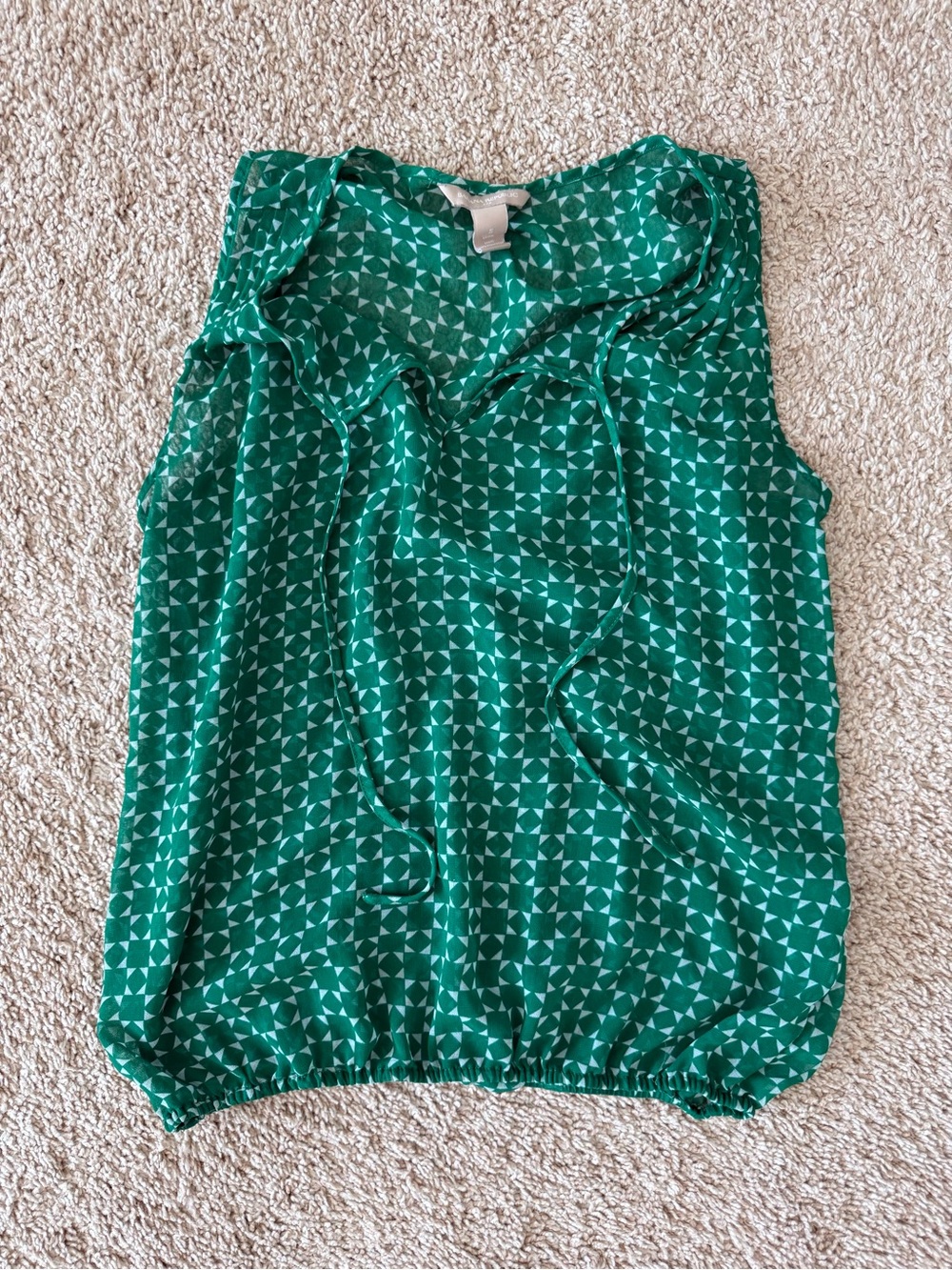 Banana Republic Green Geometric Sleeveless Top